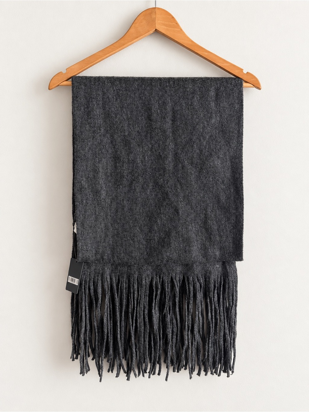 NWT Lucky Brand Solid Brushed Charcoal Gray Fringe Scarf OS